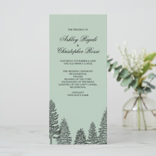 Weddenprogramma, Rustic Pine Tree - Groen Programma (Staand voorkant)