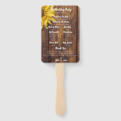 Weddenprogramma Rustic Wood Sunflower Wedding Handwaaier (Achterkant)