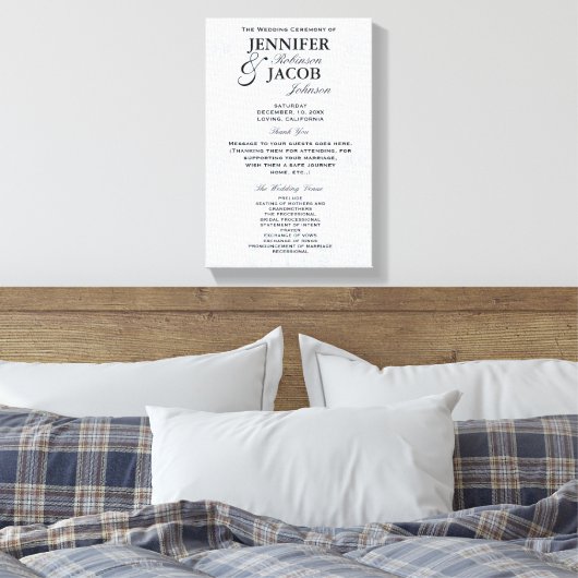 Weddenprogramma | Soft Silver Glitter-look Canvas Afdruk (Insitu (Slaapkamer))