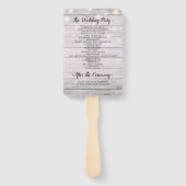 Weddenprogramma's Champagne Glass Rustic Wood Ligh Handwaaier (Achterkant)