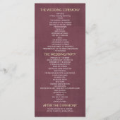 Weddenprogramma's Modern Golden Rozen Burgundy Red Programma (Achterkant)