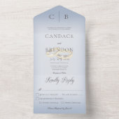 Weddenrennen Modern Dusty Blue Dinner All In One Uitnodiging (Binnen)