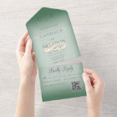 Weddenrennen Modern Emerald Green QR-code All In One Uitnodiging (Afscheurbaar)