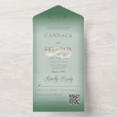 Weddenrennen Modern Emerald Green QR-code All In One Uitnodiging (Binnen)