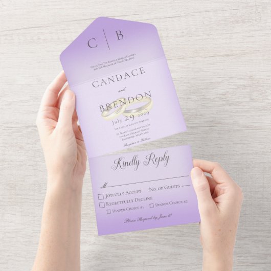 Weddenrennen Modern Lavender Dinner All In One Uitnodiging (Afscheurbaar)