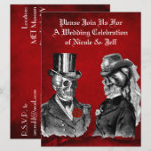 Weddenrennen schedel Couple Aangepaste uitnodiging (Voorkant / Achterkant)