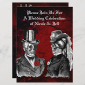 Weddenrennen schedel Couple Aangepaste uitnodiging (Voorkant / Achterkant)