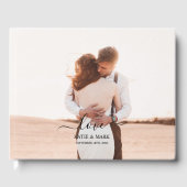 Weddenschap 2 Foto Memory Love Script Wedding Gastenboek (Voorkant)