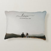 Weddenschap 2 Photo Memory Love Script Accent Kussen (Achterkant)