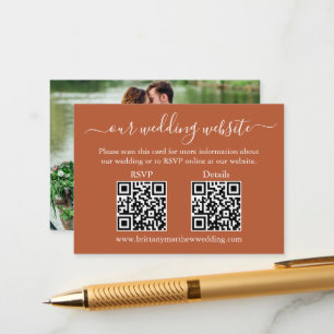 Weddenschap 2 QR RSVP Details Foto Terracotta Informatiekaartje