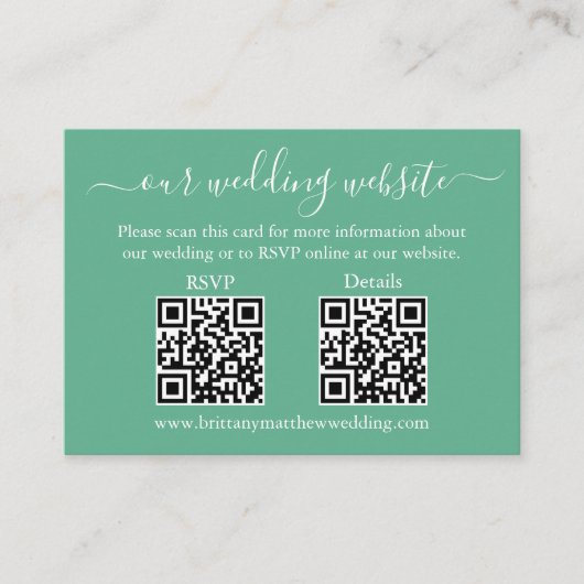 Weddenschap 2 QR RSVP Details Neo Mint Green Informatiekaartje (Voorkant)