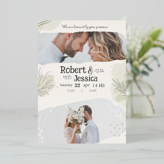 Weddenschap A4 FLAYR A5 Folie Uitnodiging (Staand Voorkant)