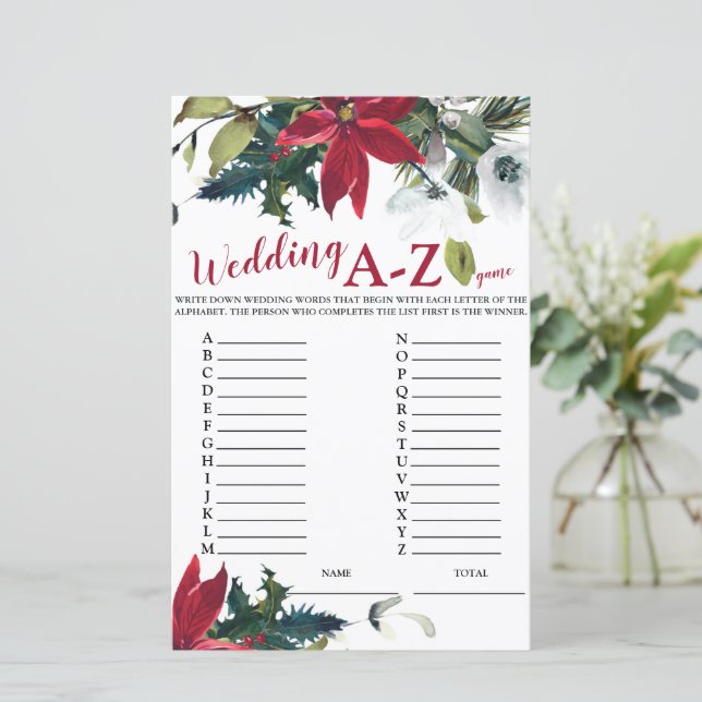 Weddenschap A-Z Kerstmis Poinsettia Bridal Game (Staand voorkant)