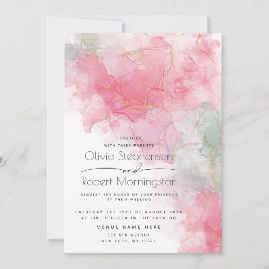 Weddenschap Abstracte alcohol Roos en mint Kaart (Voorkant)