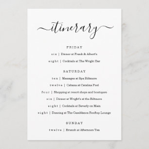 Weddenschap/Bachelorette Party/Birthday Itinerary Programma