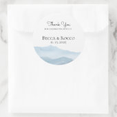 Weddenschap Bedankt Blauwe Waterverf Ronde Sticker (Tas)