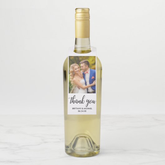 Weddenschap Bedankt Bride en Groom foto Flessenhanger (Op fles)