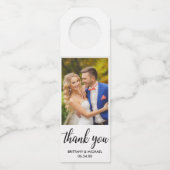 Weddenschap Bedankt Bride en Groom foto Flessenhanger (Voorkant)