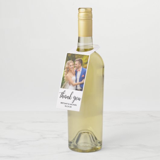 Weddenschap Bedankt Bride en Groom foto Flessenhanger (Schuin)