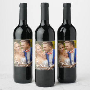 Weddenschap Bedankt Bride en Groom foto Wijn Etiket