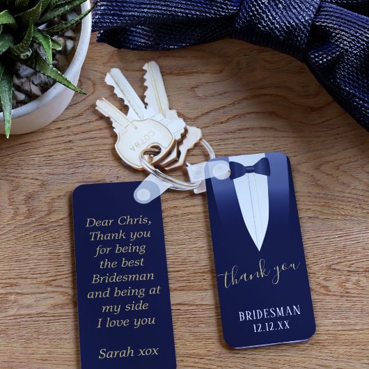 Weddenschap Bedankt Bridesman Blue Tuxedo Sleutelh Sleutelhanger
