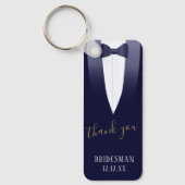 Weddenschap Bedankt Bridesman Blue Tuxedo Sleutelh Sleutelhanger (Voorkant)