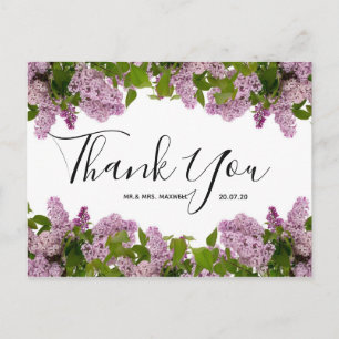 Weddenschap Bedankt Briefkaart Paars Floral Scri