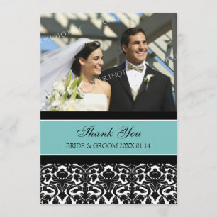 Weddenschap Bedankt Fotokaarten Blauwgroen Damask