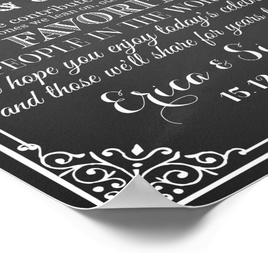 Weddenschap: "Bedankt" krijtbord Poster (Hoek)