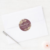 Weddenschap Bedankt Modern Golden Rozen Burgundy R Ronde Sticker (Envelop)