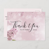 Weddenschap Bedankt | Roze Floral Script Briefkaar Briefkaart (Voorkant / Achterkant)