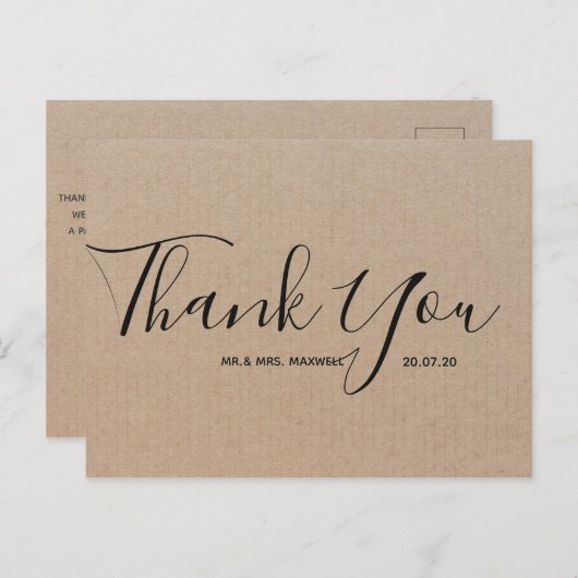 Weddenschap Bedankt | Script-Briefkaart voor Craft Briefkaart (Voorkant / Achterkant)