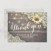 Weddenschap Bedankt Zonnebloem Rustisch Hout Licht Briefkaart (Voorkant / Achterkant)
