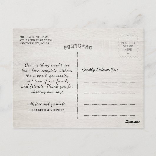 Weddenschap Bedankt Zonnebloem Rustisch Hout Licht Briefkaart (Achterkant)