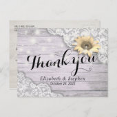 Weddenschap Bedankt Zonnebloem Rustisch Hout Licht Briefkaart (Voorkant / Achterkant)