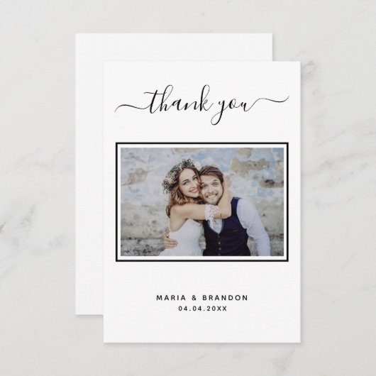 Weddenschap bedankt zwarte foto van witte typograf (Voorkant / Achterkant)