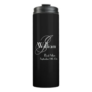 Weddenschap Beste man Gift Elegant Monogram Cool B Thermosbeker