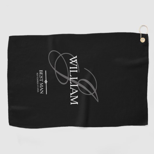 Weddenschap Beste man Gift Monogram Naam Modern Co Golfhanddoek (Horizontaal)