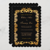 Weddenschap Black Gold border Uitnodiging (Voorkant / Achterkant)