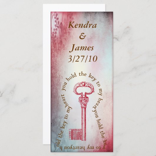 Weddenschap Bladwijzer voor sleutel tot mijn hart (Voorkant / Achterkant)