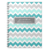 Weddenschap Blauwgroen grijze Chevron-laptop Notitieboek (Voorkant)