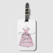 Weddenschap Bloemenmeisje Cute Pink Dress Bagagelabel (Voorkant (verticaal))
