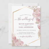 Weddenschap Blush Pink Floral Gold Kaart (Voorkant)
