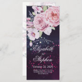 Weddenschap Boho Floral Feather Paarse Lights Programma (Voorkant / Achterkant)