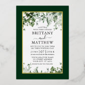 Weddenschap Botanische Greenery Ivy Sage Ferns Gol Folie Uitnodiging (Voorkant)
