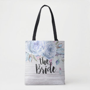 Weddenschap Bride Boho Flowers Feathers Rustic Woo Draagtas
