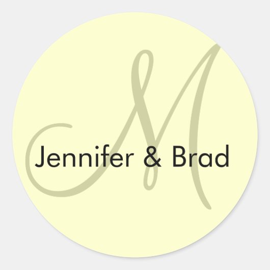 Weddenschap Bride Groom Ivory Cream Monogram Ronde Sticker (Voorkant)