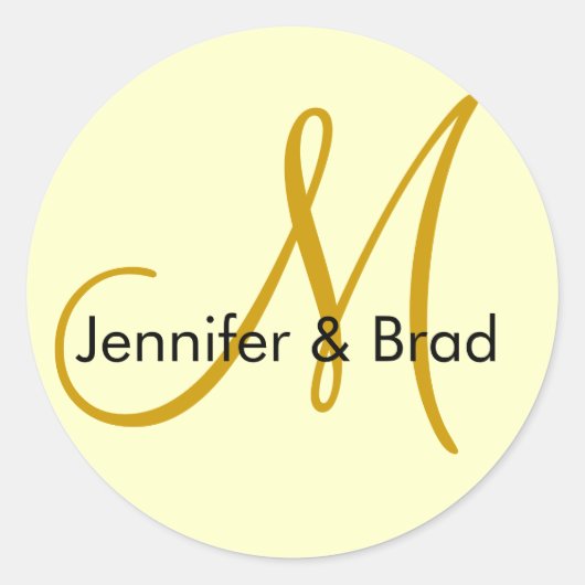 Weddenschap Bride Groom Ivory Gold Monogram Sticke Ronde Sticker (Voorkant)