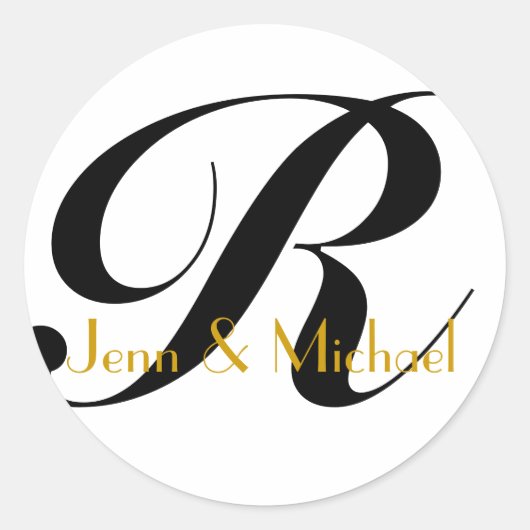Weddenschap Bride Groom Names Monogram R Sticker G (Voorkant)