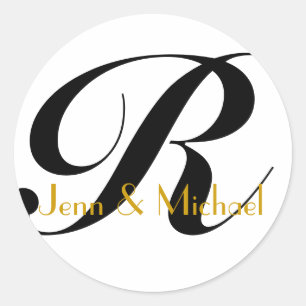 Weddenschap Bride Groom Names Monogram R Sticker G